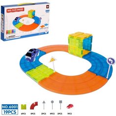 Конструктор магнитный «Магический трек», машинка ездит от батареек, 19 деталей Xinbida