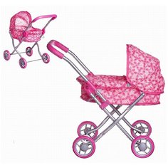 Коляска для куклы ABtoys Цветы прогулочная розовая, 58х33х55 см K0122