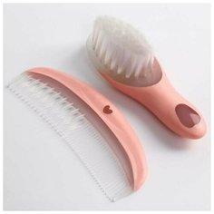 Набор для ухода за волосами Зайка Полли, расческа и щетка, цвет розовый Нет бренда