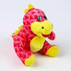 Мягкая игрушка Дракоша, с жёлтыми вставками, 12 см, цвет розовый Китай