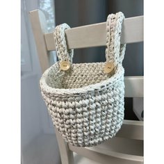 Вязаная корзина на кроватку (белые звезды) Hand Made Shop