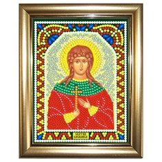 Алмазная мозаика "Святая Василиса" 10,5Х14,5см в подарок золотая рамка для готовой работы НАСЛЕДИЕ