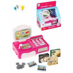 Касса с продуктами Наша игрушка со светом и звуком розовая