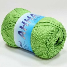 Пряжа SEAM Анна твист (Сеам), весенняя зелень - 1035, 100% мерсеризованный хлопок, 5 мотков, 100 г, 500 м.