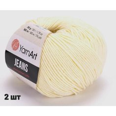 Пряжа YarnArt Jeans Ярнарт джинс Кремовый (86) 2 мотка 50 г/160 м (45% акрил 55 хлопок)