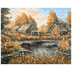 Картина по номерам на холсте ТРИ совы "Деревня", 40*50см, с акриловыми красками и кистями
