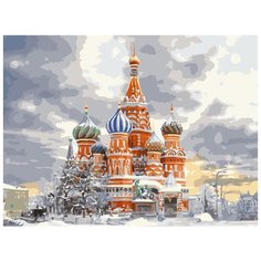 Картина по номерам на холсте ТРИ совы "Москва", 30*40см, с акриловыми красками и кистями