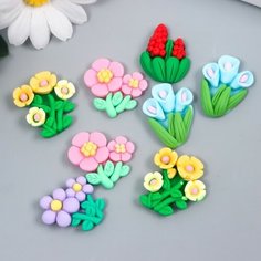 Декор для творчества пластик "Цветочный кустик" набор 8 шт микс 2,8х3х0,7 см Арт Узор