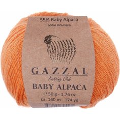Пряжа Gazzal Baby Alpaca оранжевый (46008), 55%беби альпака/45%шерсть мериноса супервош, 160м, 50г, 2шт