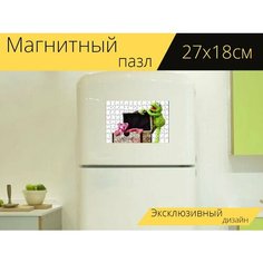 Магнитный пазл "Плюшевые игрушки, кермит, розовая пантера" на холодильник 27 x 18 см. Lots Prints