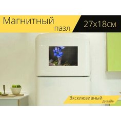 Магнитный пазл "Гепатит, цветы, синие цветы" на холодильник 27 x 18 см. Lots Prints