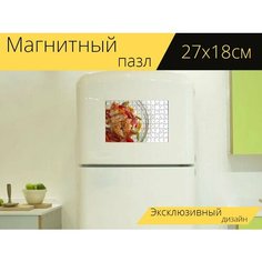 Магнитный пазл "Кобб салат, курица, кобб" на холодильник 27 x 18 см. Lots Prints