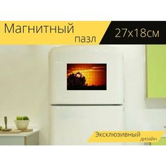 Магнитный пазл "Переход на летнее время, осень, солнце" на холодильник 27 x 18 см. Lots Prints