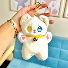 Брелок аниме котик мягкий белый 14 см, игрушка кот аниме U Di Vi Sh Kids