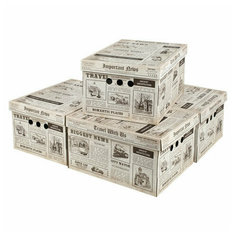Короб для хранения из плотного микрогофрокартона 330х250х185 мм, комплект 4 ШТ, BRAUBERG HOME, 271814