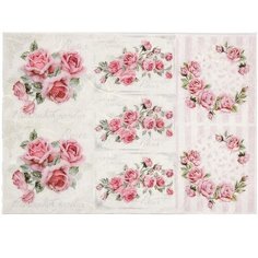 Рисовая декупажная карта "Розовые грозди" плотность 25г/м2, формат А4 Noname