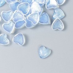 Декор для творчества пластик Сердечки с блеском набор 40 шт полупрозголубой 0,8х0,8 см Сима ленд