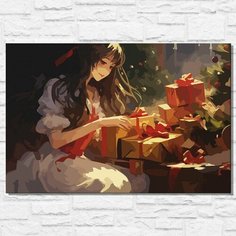Картина по номерам на холсте новый год рождеством (зима, девушка, елка, эстетика) - 12814 40х60 Бруталити