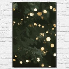 Картина по номерам на холсте новый год рождество (елка, гирлянда, уют, эстетика, хвоя) - 12956 40х60 Бруталити