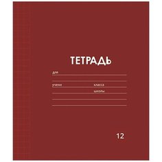 Тетрадь 12 листов крупную клетку Однотонная Классика Линовка. Эконом, обложка мелованная бумага, ВД-лак, блок № 2 (серые листы) Denco Store