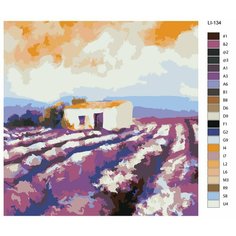Картина по номерам,"Живопись по номерам",80 x 80, LI-134, дом в лавандовом поле