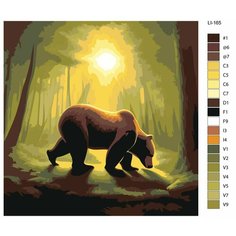 Картина по номерам,"Живопись по номерам", 48 x 48, LI-165, медведь в лесу