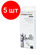 Комплект 5 наб, Краски акриловые SKETCH&ART 12 цв. 12 мл в коробке-пенале 70-0013 Bruno Visconti