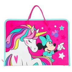 Папка с ручками А4, на молнии, пластик, Минни Маус и единорог Disney