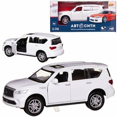 Машинка металлическая Abtoys АвтоСити 1:36 Кроссовер семейный инерционный с открывающими передними дверцами белый свет звук C-00520/белый