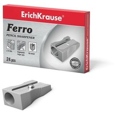 Точилка 1 отверстие ErichKrause Ferro, алюминий, отверстие диаметром 8 мм, серая, 24 штуки