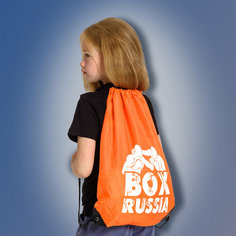 Сумка мешок с изображением боксерского спарринга и надписью BOXING RUSSIA, оранжевого цвета