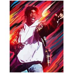 Картина по номерам на холсте музыка Travis Scott (Хип хоп, рэп) - 8431 В 30x40