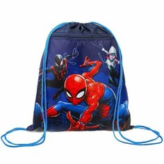 Мешок для обуви с карманом 420*350, МСО-7С, синий, Человек-паук Marvel
