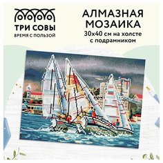 Алмазная мозаика ТРИ совы "Парусники", 30х40 см, холст на деревянном подрамнике, 30 цветов (АМП3040_47595)