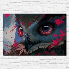 Картина по номерам на холсте птицы красочная совушка - 12395 Г 60x40