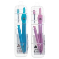 Циркуль металлический 120 мм с механическим карандашом, в пластиковом пенале, с грифелями, микс Noname