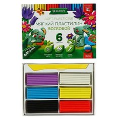 Пластилин мягкий (восковой), 6 цветов, 90 г, GLOBUS, с Алоэ Вера, со стеком Глобус