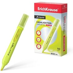 Маркер текстовыделитель ErichKrause Liquid Visioline V-14 Neon, 0.6-4.0 мм, жидкие чернила на водной основе, жёлтый