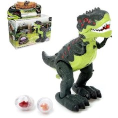 Динозавр «Рекс», откладывает яйца, проектор, свет и звук, работает от батареек, цвет зелёный No Brand