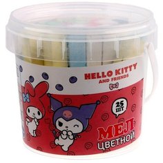 Мелки цветные для письма и рисования, Hello Kitty&friends, 25 шт. в ведёрке Centrum