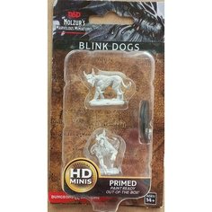 Мерцающий пес, Blink dog, монстр. Набор из 2 грунтованных фигурок для настольных игр WizKids. ДнД / Dungeons & Dragons