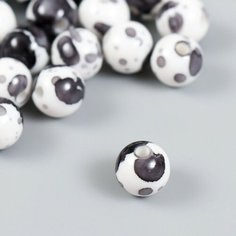 Бусины для творчества пластик "Брызги краски. Серый на белом" набор 20 гр 1,2х1,2 см Арт Узор
