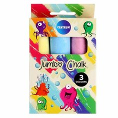 Мелки цветные, JUMBO, 3 шт, длина — 105 мм, диаметр — 24 мм, в картонной упаковке Centrum