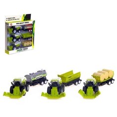 Набор инерционных комбайнов «Ферма», в наборе 3 штуки, с прицепами Noname