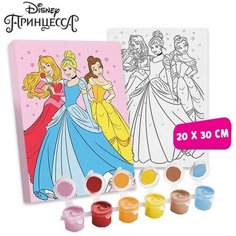 Картина по номерам "Милые принцессы" 20 х 30 см, Принцессы Disney