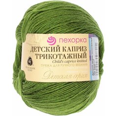 Пряжа Пехорка Детский каприз трикотажный зеленый (434), 50%фибра/50%шерсть мериноса, 400м, 50г, 2шт