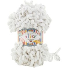 Пряжа Alize Puffy fine белый леопард (686), 100%микрополиэстер, 14,5м, 100г, 3шт