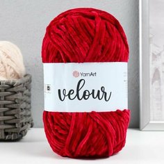 Пряжа "Velour" 100% микрополиэстер 170м/100г (847 бордо) Нет бренда