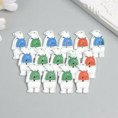 Пуговицы дерево для творчества 2 прокола "Медведь с рюкзаком" набор 15 шт 1,6х3,5 см Россия