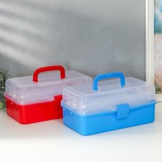 Шкатулка пластик для мелочей "Ящичек" микс выдвижные ярусы 14,3х33х19,5 см Россия